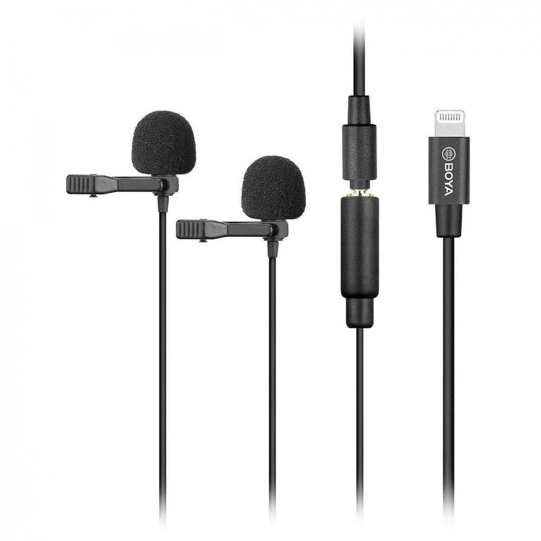 BOYA BY-M2D Dual Lavalier Mic for iPhone – 2-Person Audio
