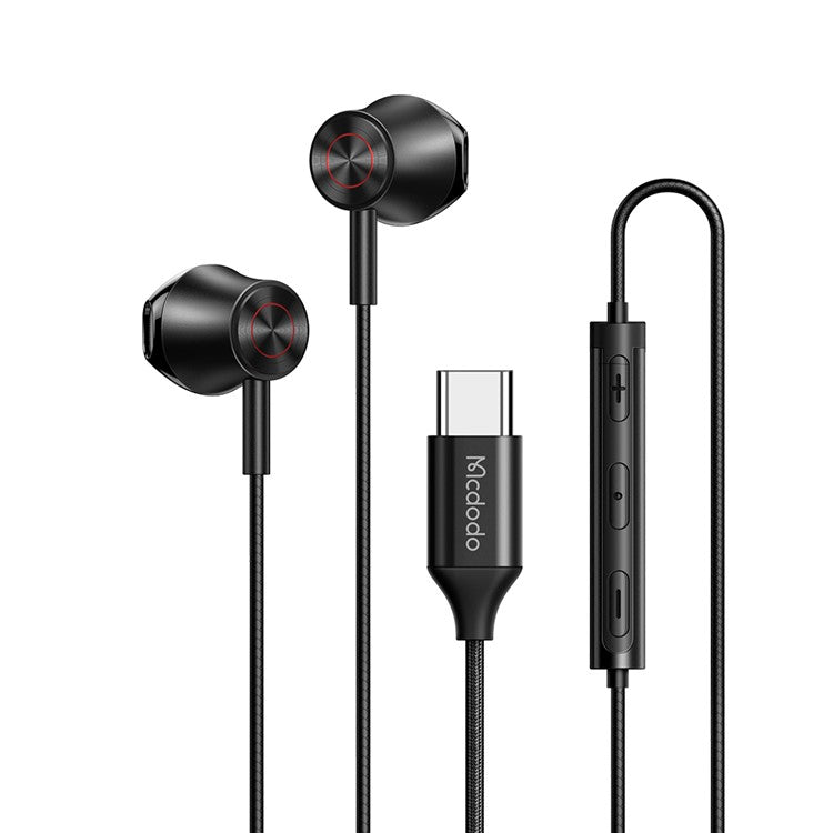 Mcdodo Type C Stereo Wired Earphones with HD Call Microphone - Black