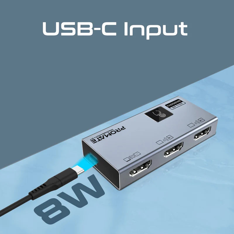 Promate MediaSwitch-2T Ultra-HD 8K@60Hz HDMI® Switch with Smart Touch Control