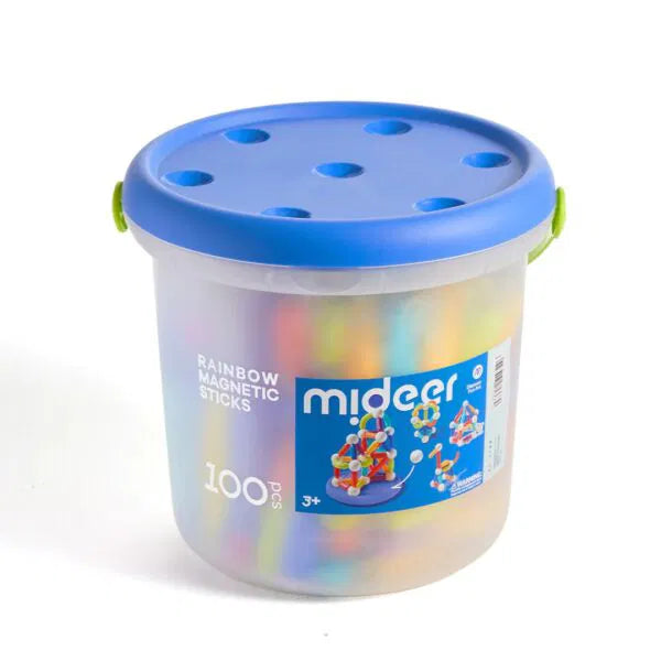 Mideer Rainbow Magnetic Building Stick – 100 Pieces for Kids