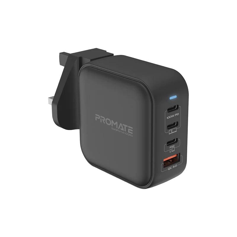 PROMATE GaNPort4 100PD 100W GaN Charger with 4 Ports - Black