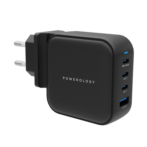 Powerology 100W World Travel Charger | 3 PD + 1 QC3.0 Ports