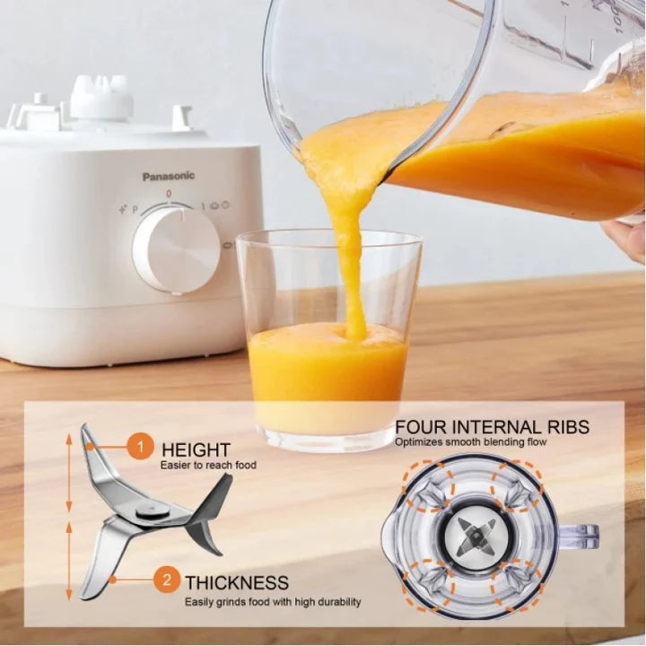 Panasonic MX-EX1081 Blender | 450W | 1.35L Glass Jar | PowerBlade | 2 Dry Mills | White