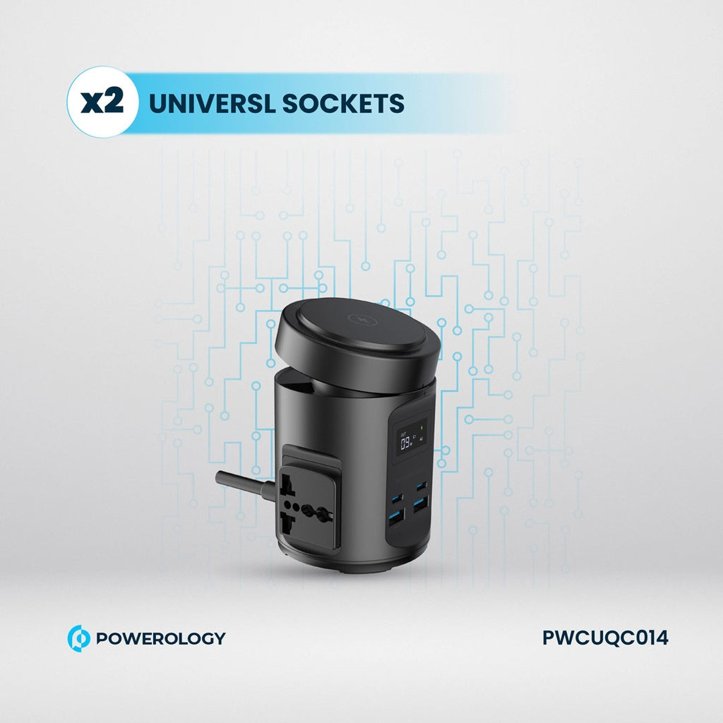 Powerology MagSafe Hub with USB-C PD & USB-A QC 3.0 – Fast Charging