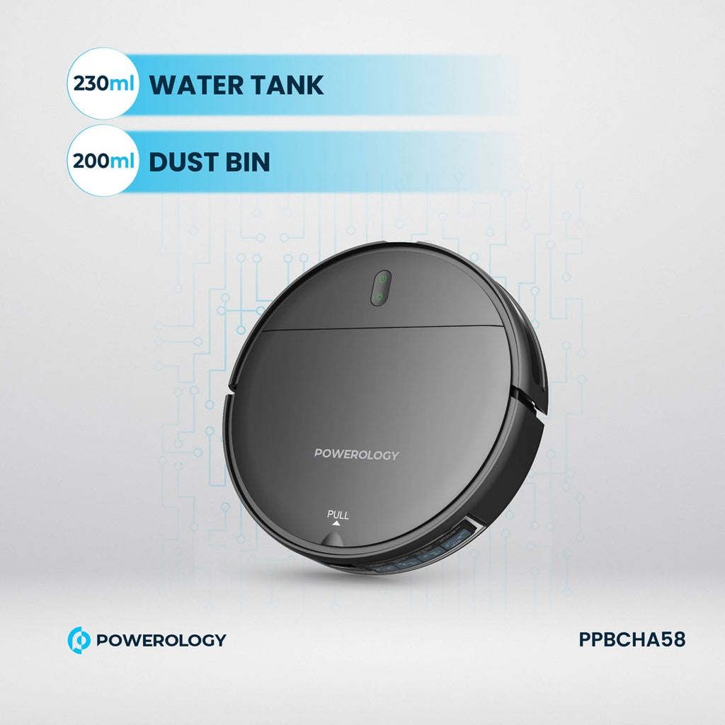 Powerology Smart Robovac 2-in-1 Vacuum & Mop – Black