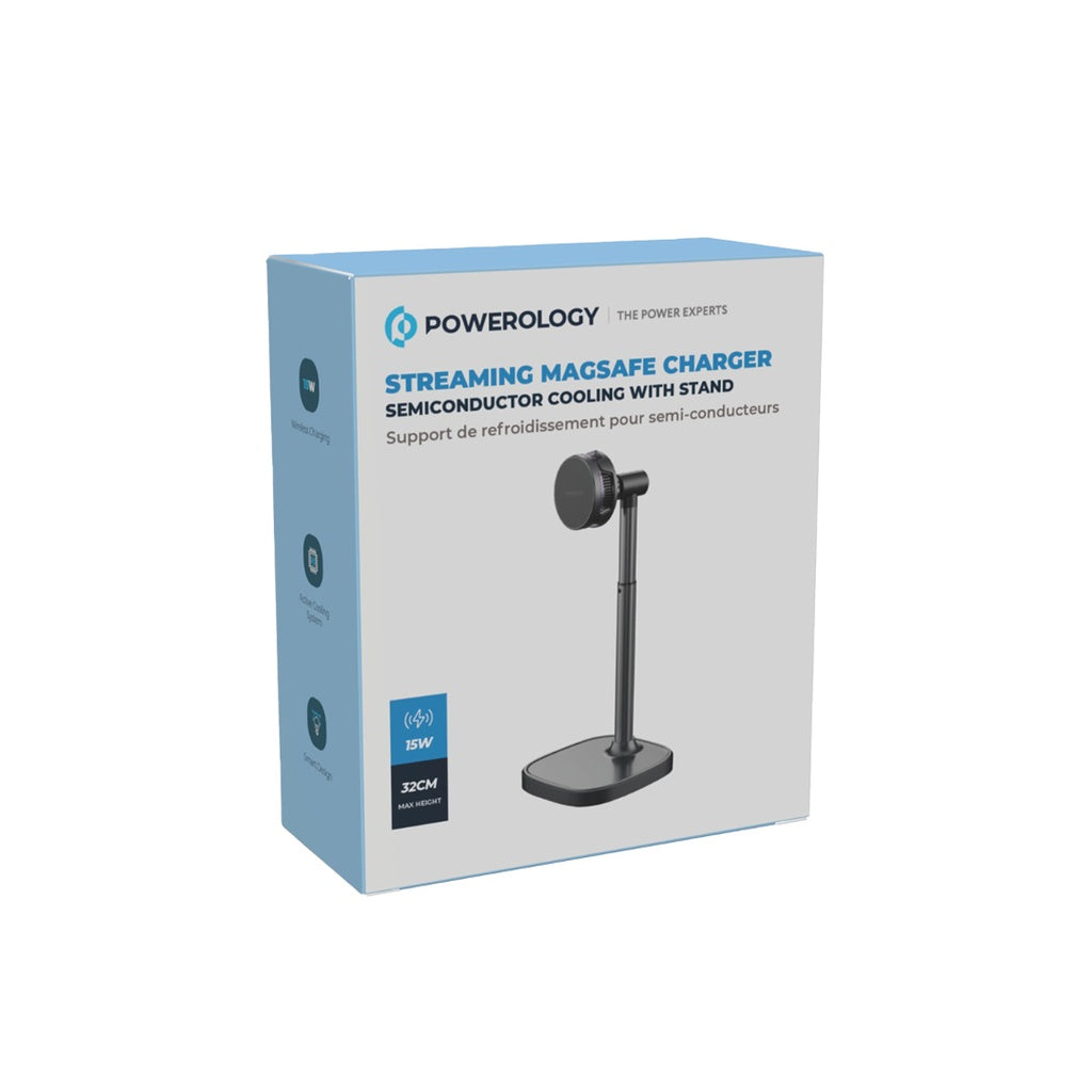 Powerology MagSafe Charger w/ Cooling & Stand – Black