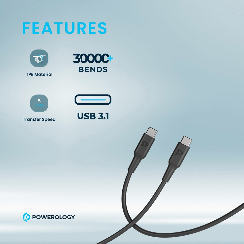 Powerology USB-C to USB-C Fast Charging Cable 60W