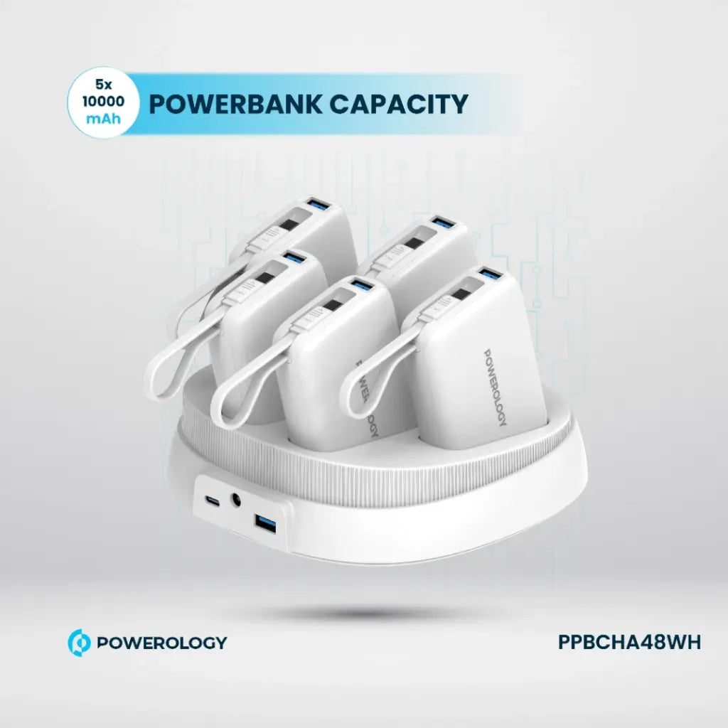 Powerology ×5 10000mAh Power Bank Station | 20W Fast Charging