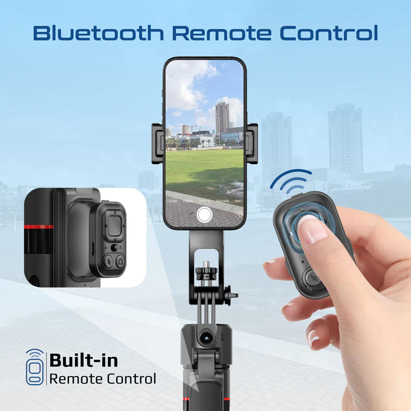 Promate TriPop-Ai 360° Ai Face Tracking Telescopic Selfie Stick with Auto Pop open Tripod Base