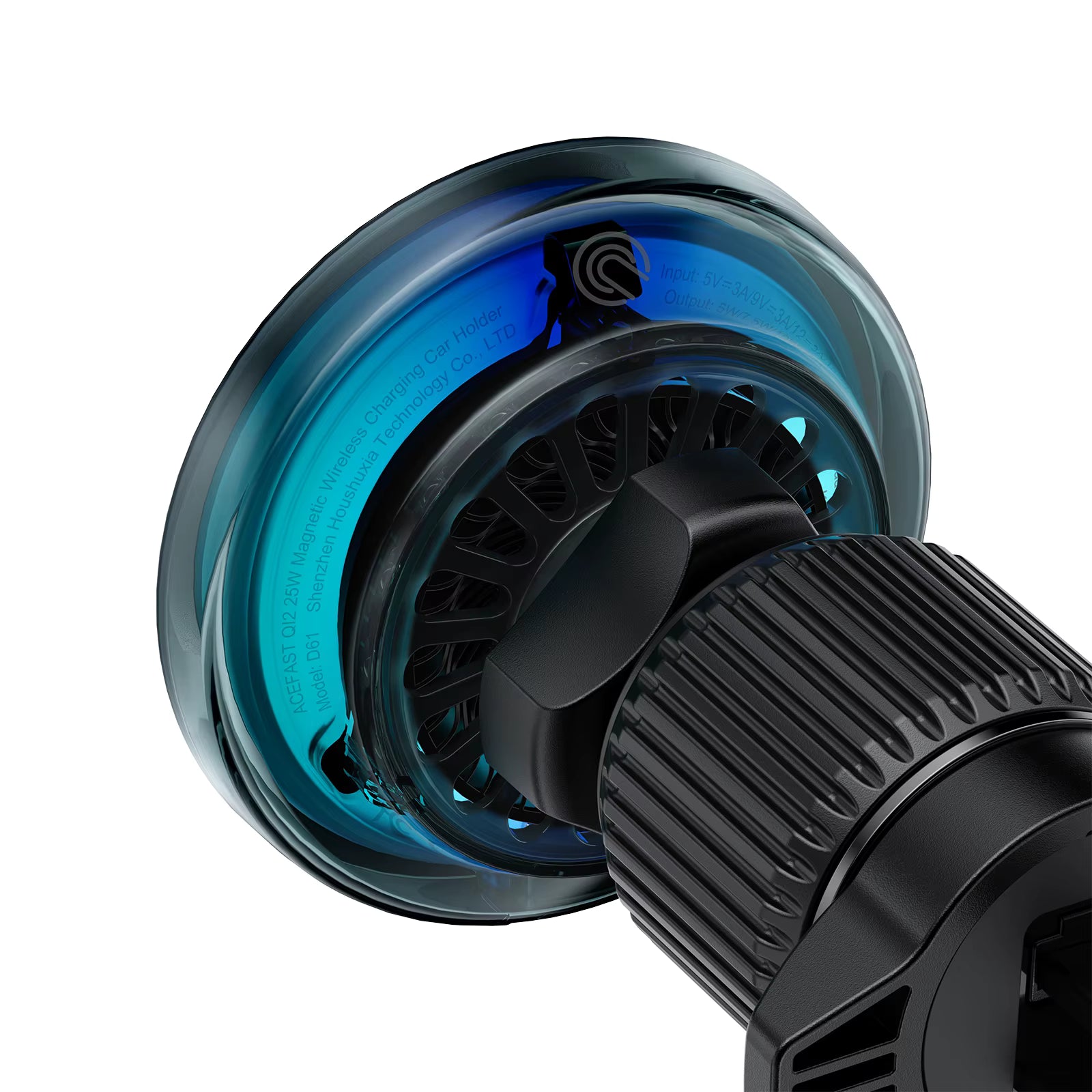 ACEFAST D61 Qi2 25W Magnetic Car Mount Wireless Charger with Cooling Fan & RGB Light