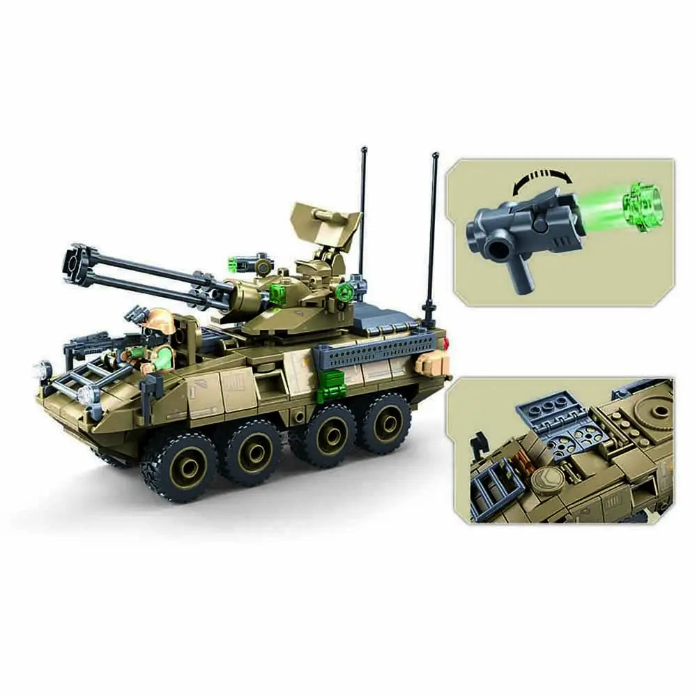 Sluban Army Tank OEF Stryker ADS Military Building Set 310 Pieces | M38-B1258