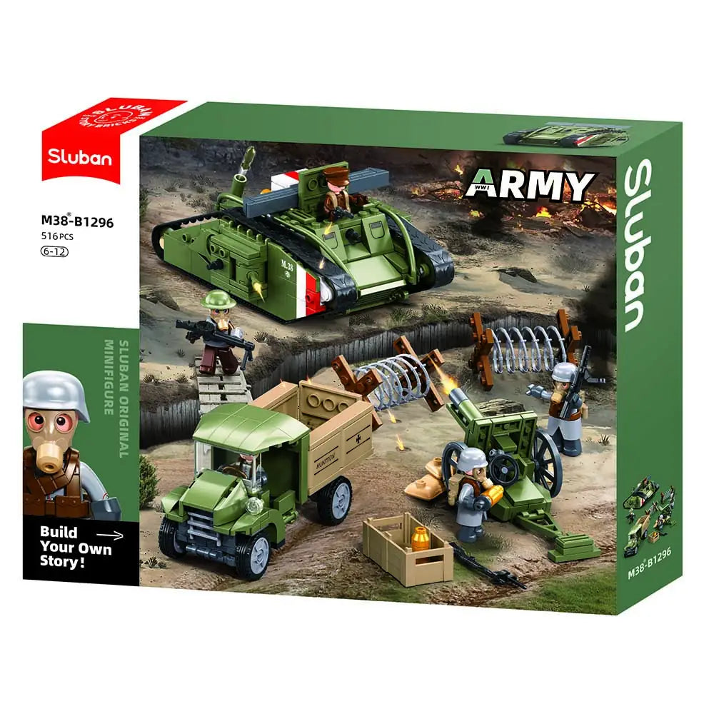 Sluban Army Assault Tank WWII Mark Vs 516 Pieces | M38-B1296 Historical Set