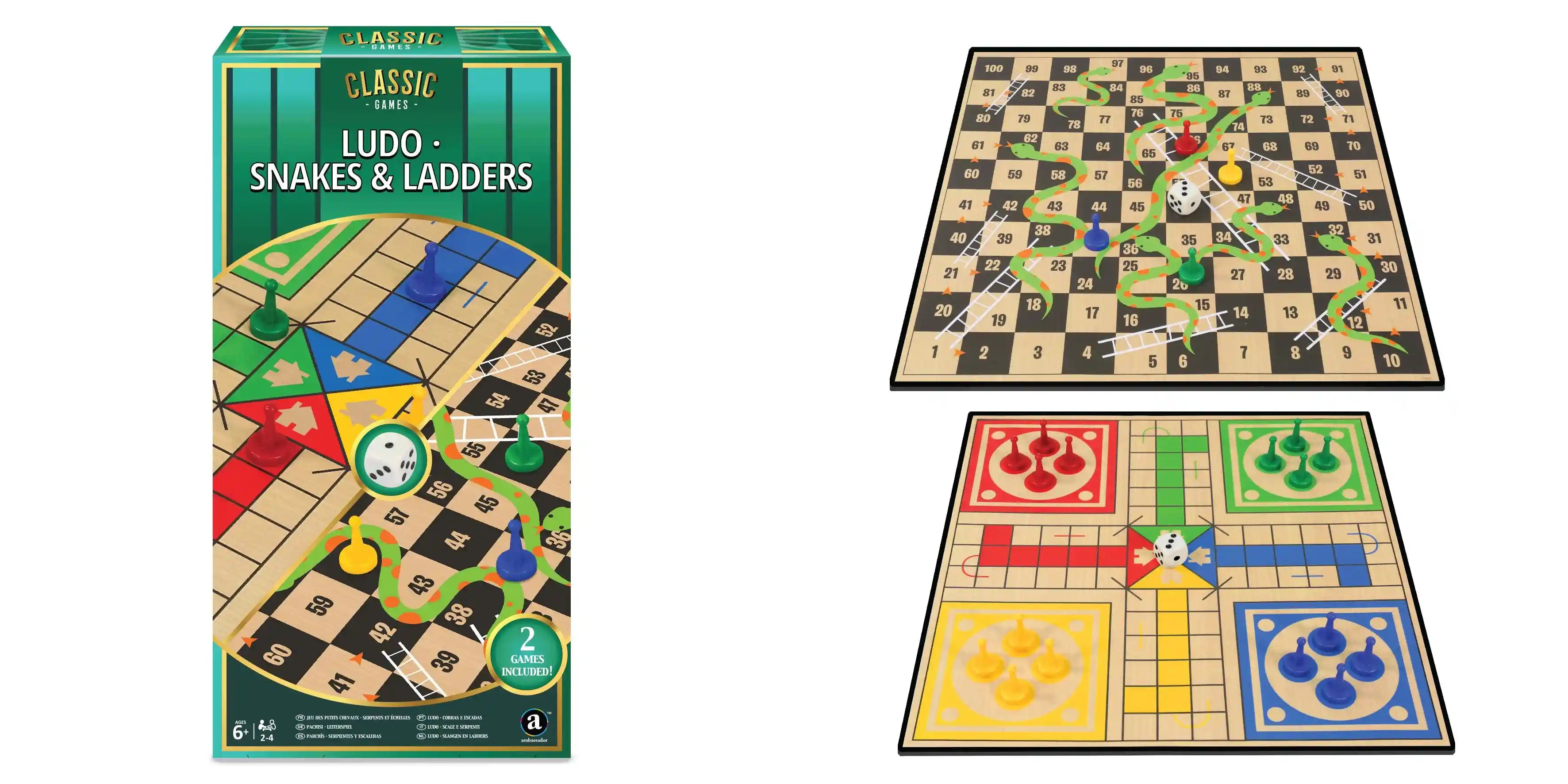 Ambassador Classic Games – 2 in 1 Ludo & Snakes & Ladders (Basic)
