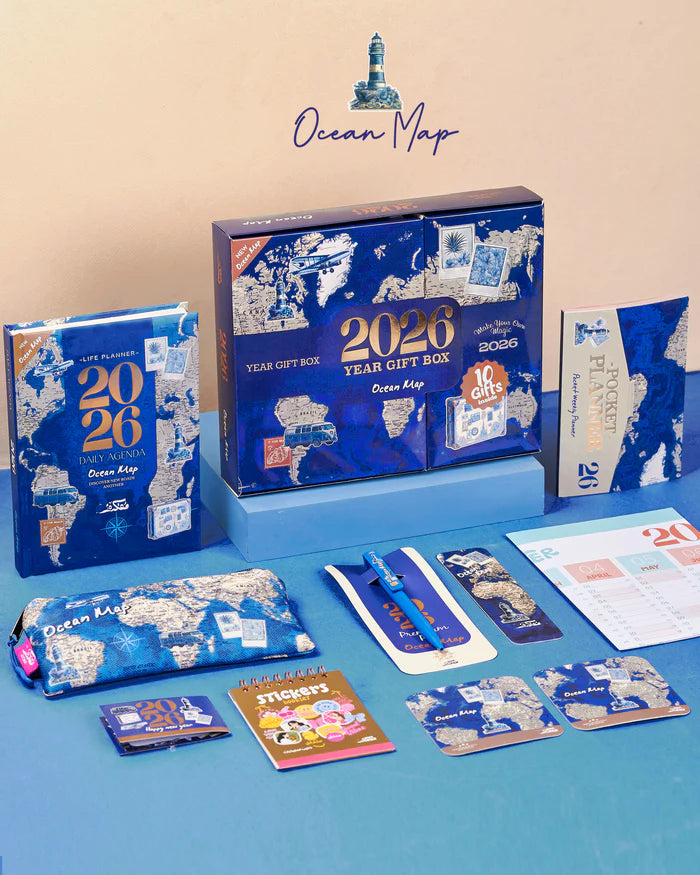 Mofkera Agenda Gift Set 2026 - Ocean Map