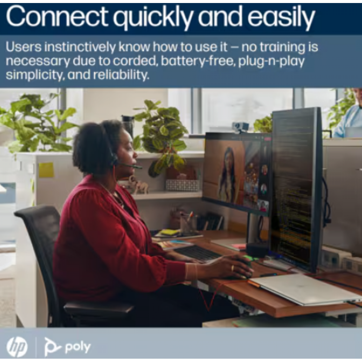 Poly Blackwire 3320 Stereo USB-C Headset – Microsoft Teams Certified, Noise-Canceling Mic, USB-C/A Adapter