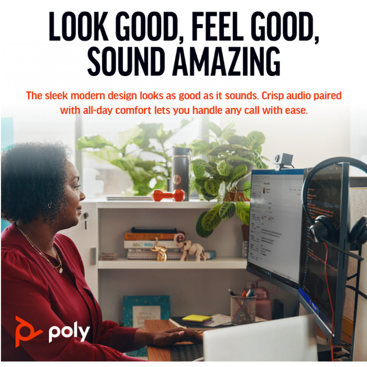 Poly Blackwire 3320 Stereo USB-C Headset – Microsoft Teams Certified, Noise-Canceling Mic, USB-C/A Adapter