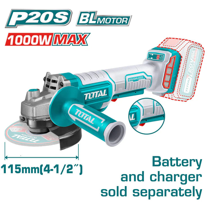 Total TAGLI211156 20V Cordless Angle Grinder – 4.5 Inch