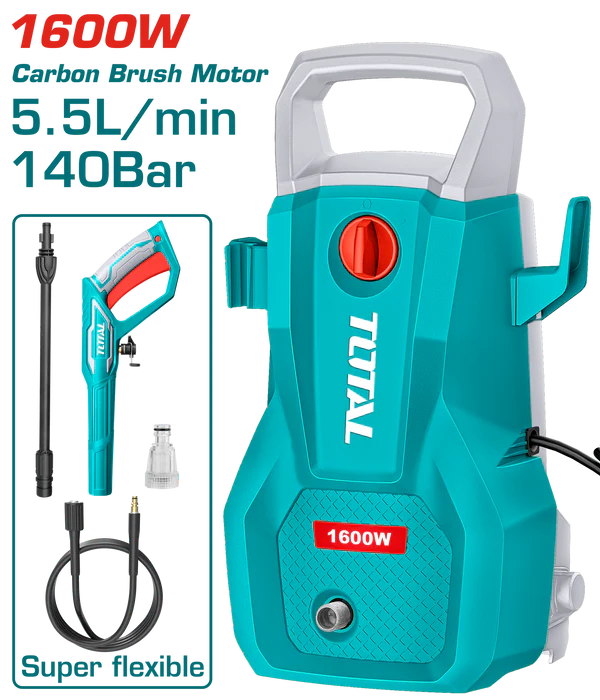 TOTAL 140Bar Pressure Washer – 1600W with Auto Stop | TGT11336