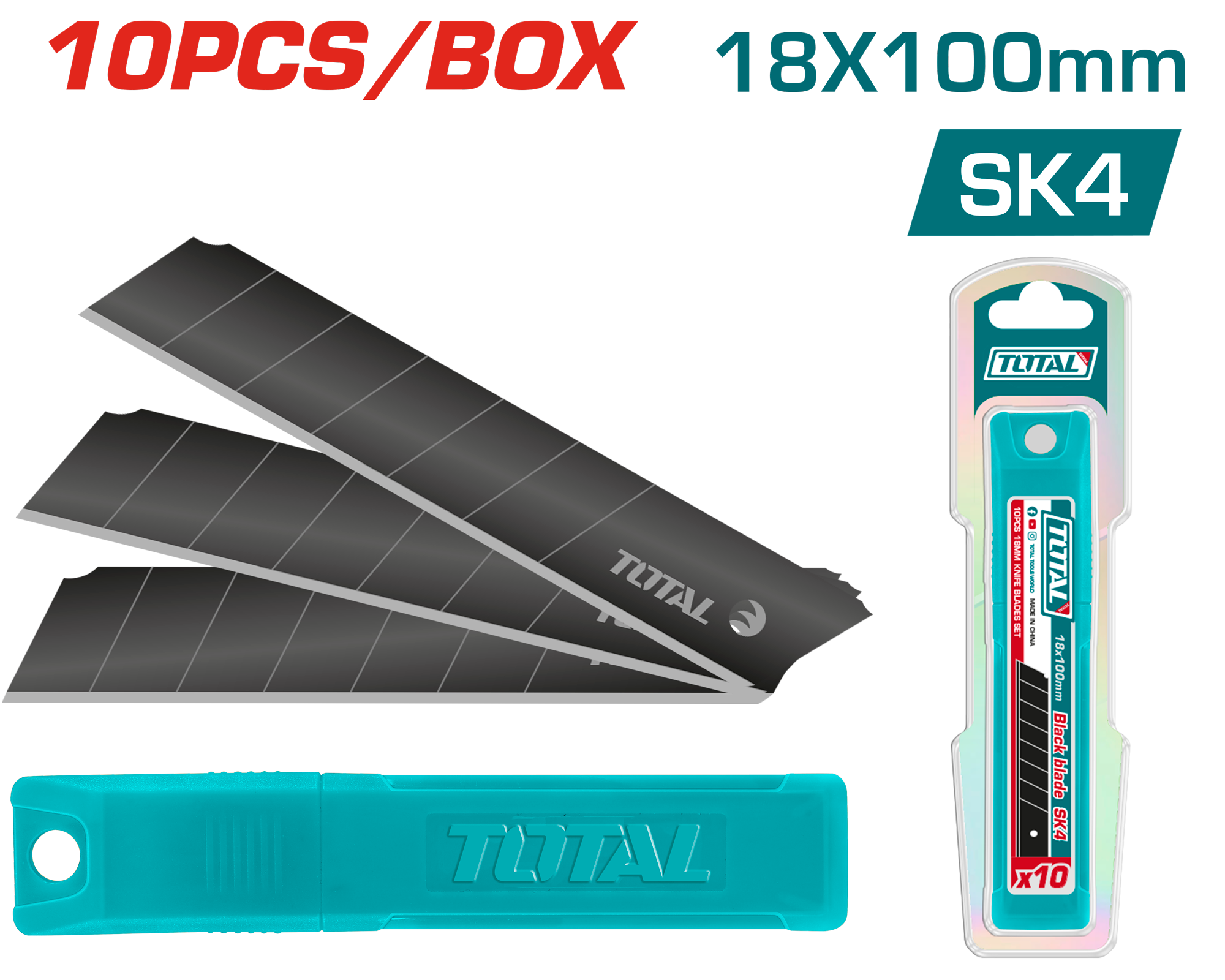 TOTAL 10pcs 18×100mm Knife Blades – SK4 Steel