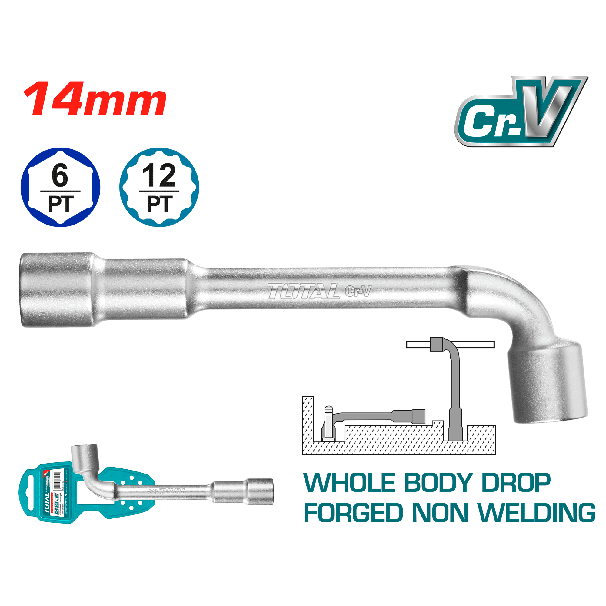 TOTAL L-Angled 14mm Pass-Through Socket (THWL1406) – Professional Performance