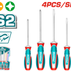 TOTAL 4pcs Screwdriver Set – S2, Magnetic Tips, Ergonomic
