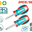 TOTAL 2pcs Stubby Screwdriver Set – S2, Magnetic Tip