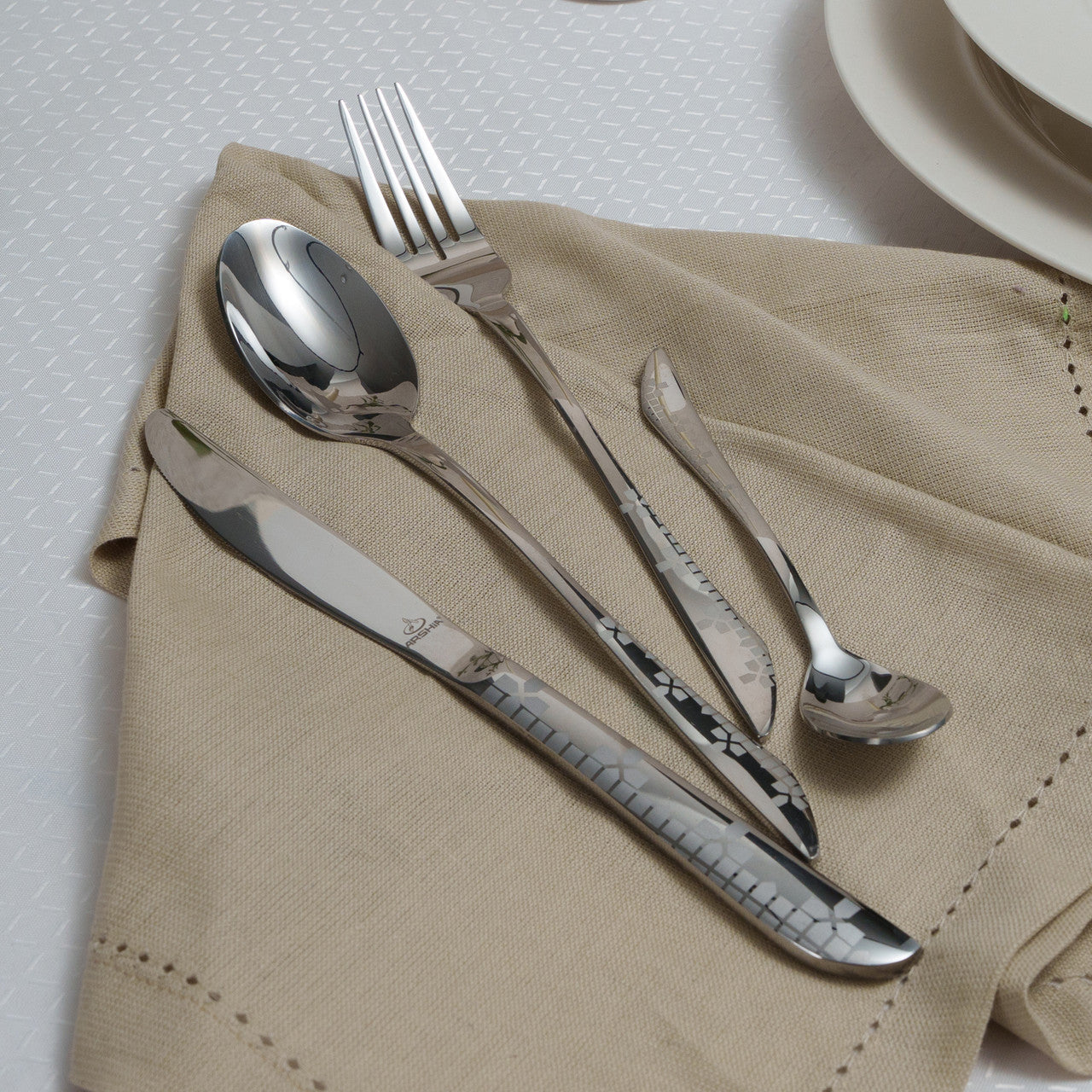 Arshia 26-Piece Stainless Steel Cutlery Set with Stand – Silver Polished