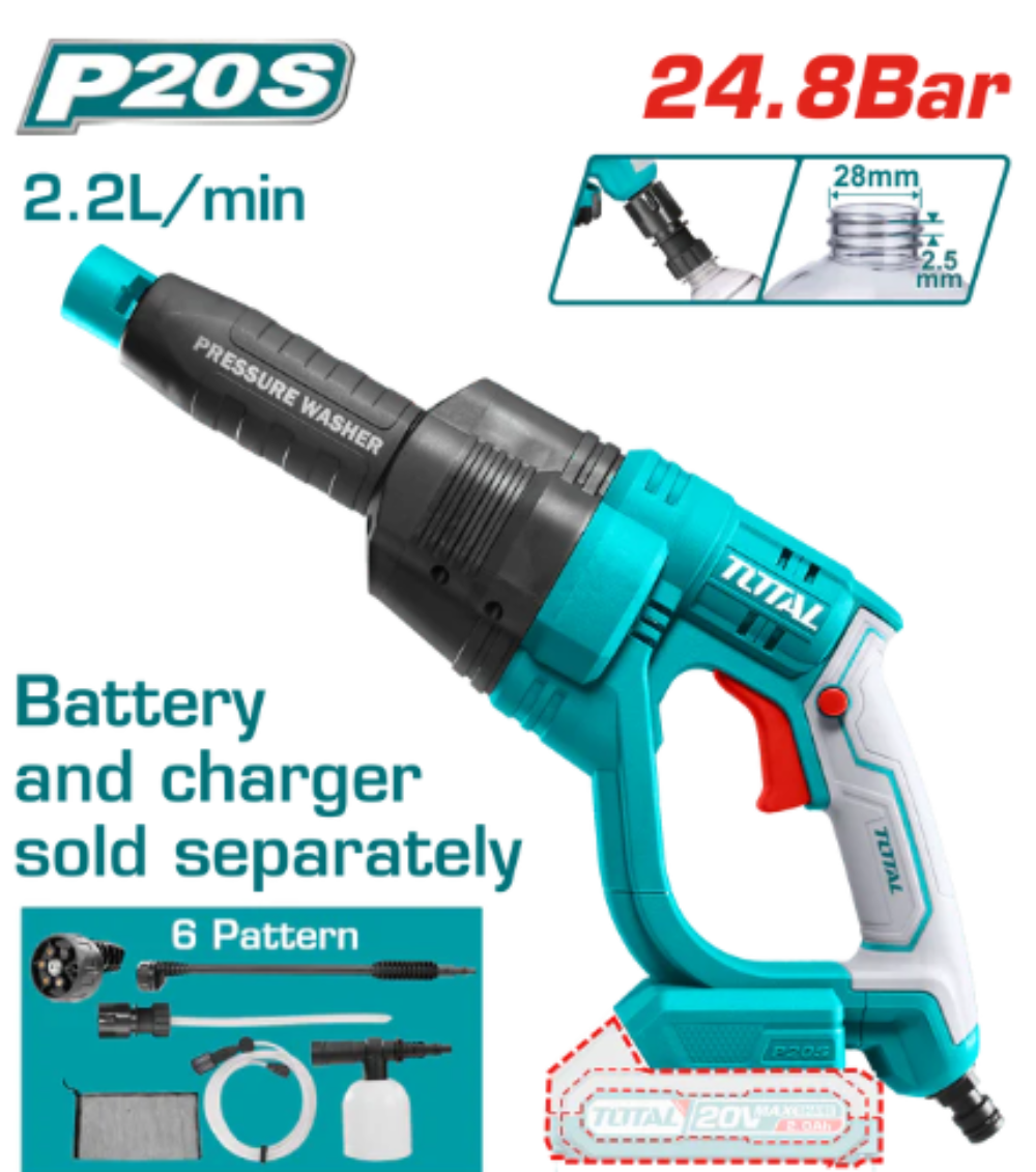 TOTAL 20V Cordless Pressure Washer High Pressure & Multi-Use