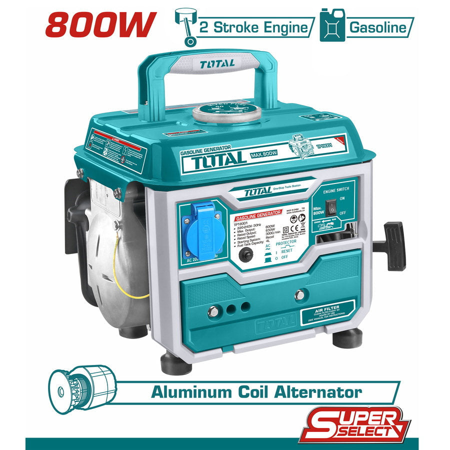 TOTAL 800W Gasoline Generator Efficient Power for Any Situation