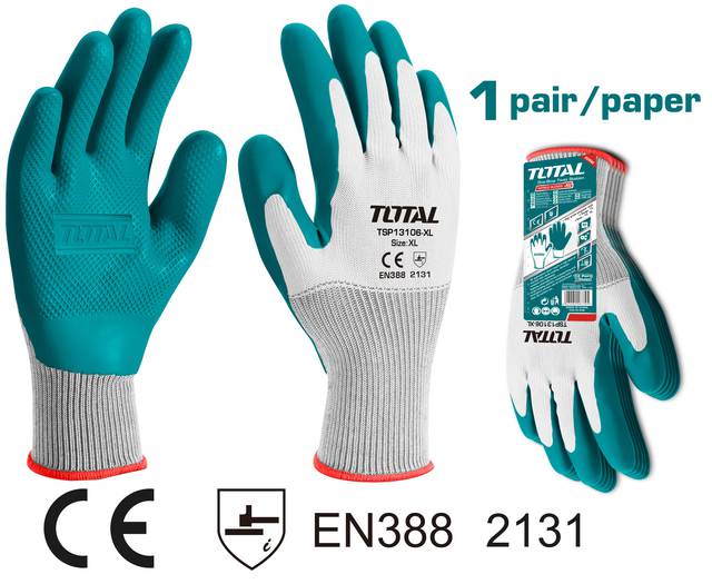 TOTAL TSP13106-XL Latex Gloves – Extra Grip & Durability