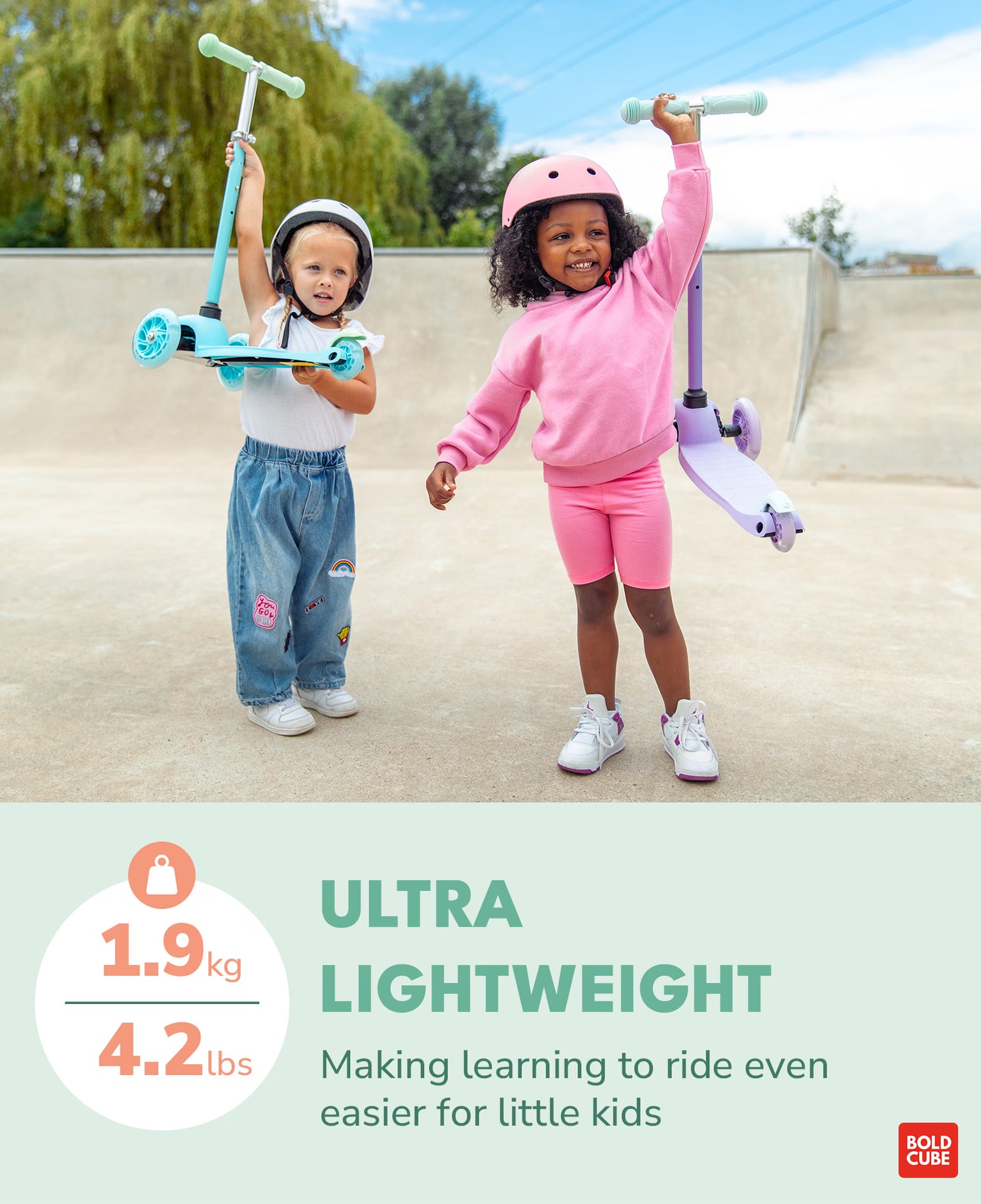 Bold Cube - Three Wheel Scooter Teeny - Mint - Age 3-6