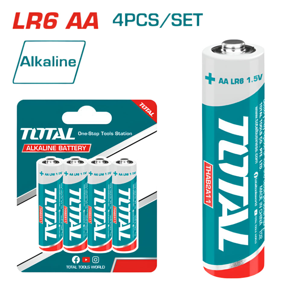 Total AA Alkaline Batteries Reliable Power for Your Devices 4 PCS