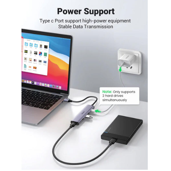 UGREEN 4-in-1 USB 3.0 Hub with USB-C Power Port – 20805