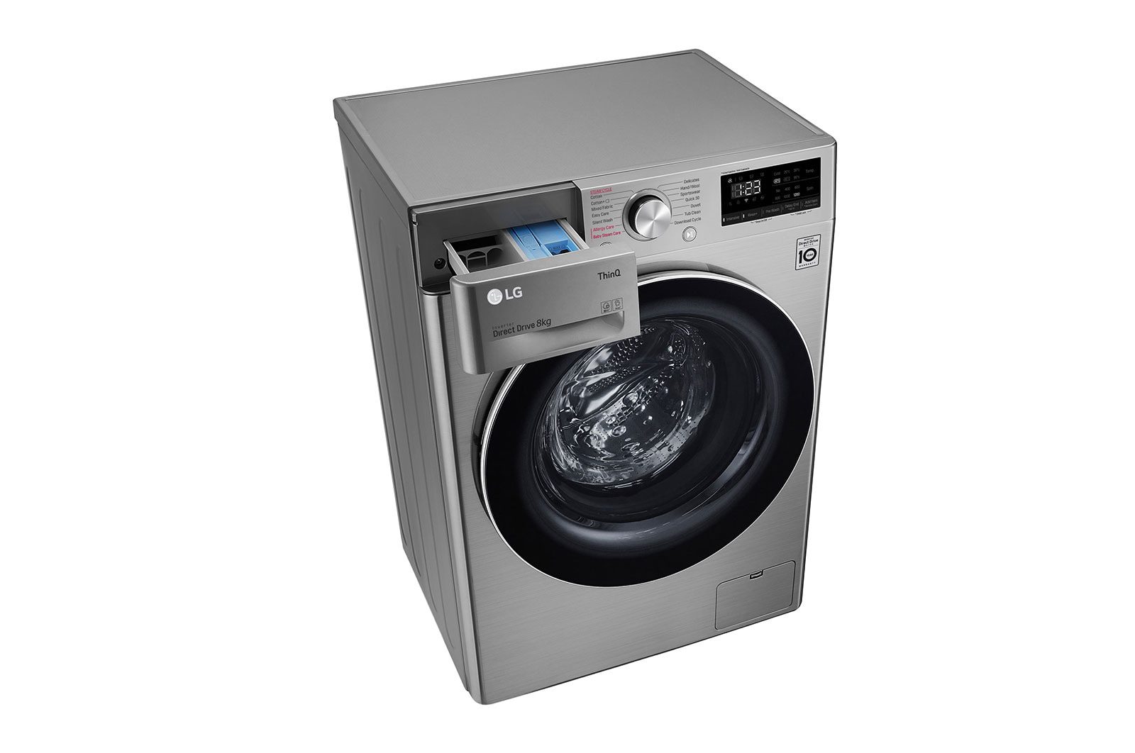 LG Front Load Washing Machine 8kg - AI Direct Drive, Steam, Silver