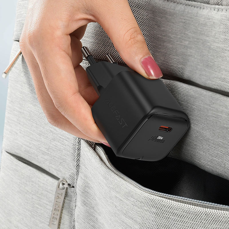 ACEFAST A77 Mini PD30W GaN Wall Charger Single USB-C EU Plug