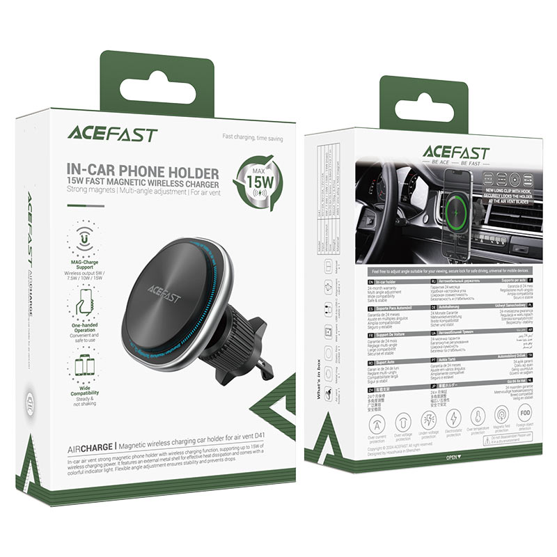 Acefast D41 Magnetic Wireless Car Charger – Fast Charge