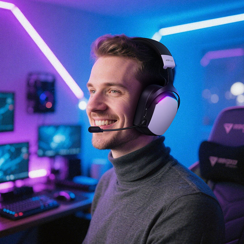 ACEFAST H11 Wireless Gaming Headset – 50mm Drivers | 2.4G + BT 5.4 + AUX | 0.02s Latency | RGB | 70H Battery