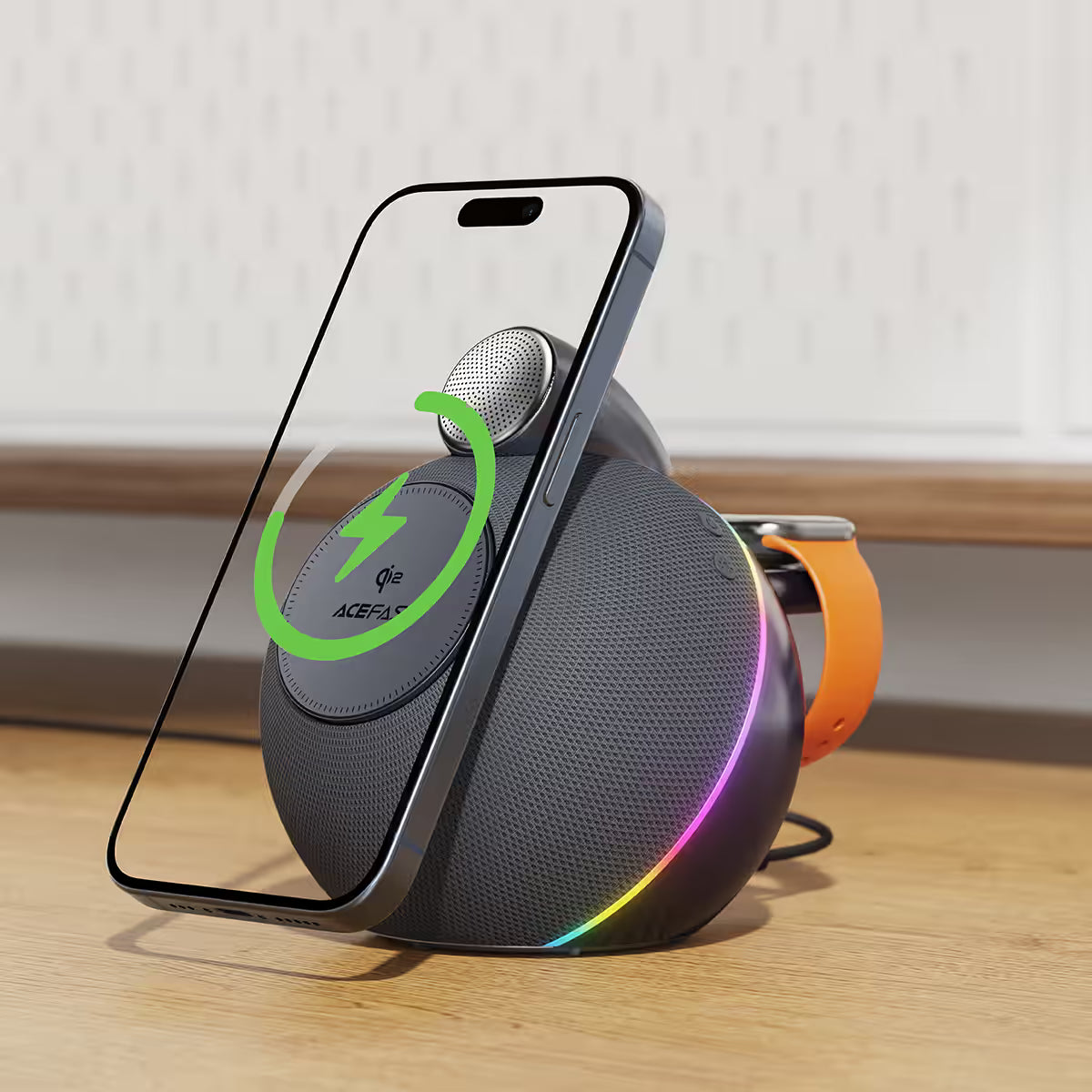 ACEFAST K10 Air Wireless Speaker & Charger – 20W Peak, 25W Qi2, TWS, RGB Lighting