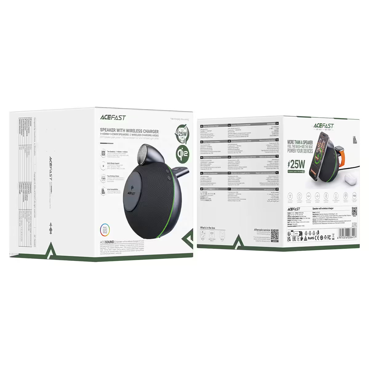 ACEFAST K10 Air Wireless Speaker & Charger – 20W Peak, 25W Qi2, TWS, RGB Lighting