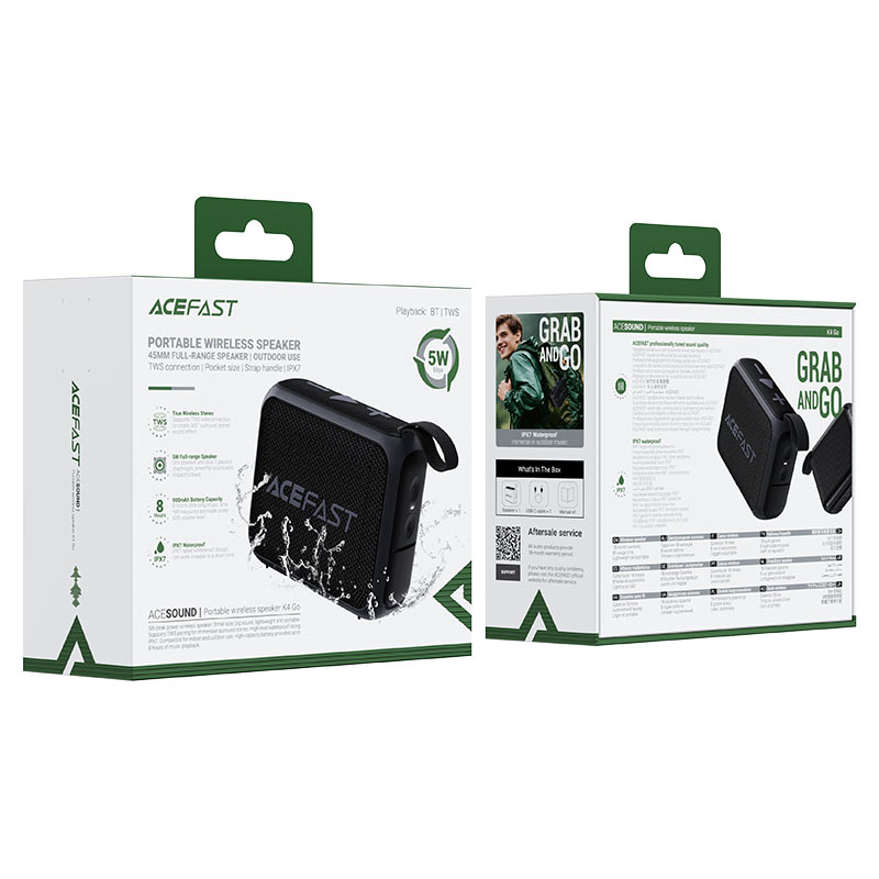 ACEFAST K4 Go Portable Wireless Speaker – 5W, IPX7, TWS, 8H Battery