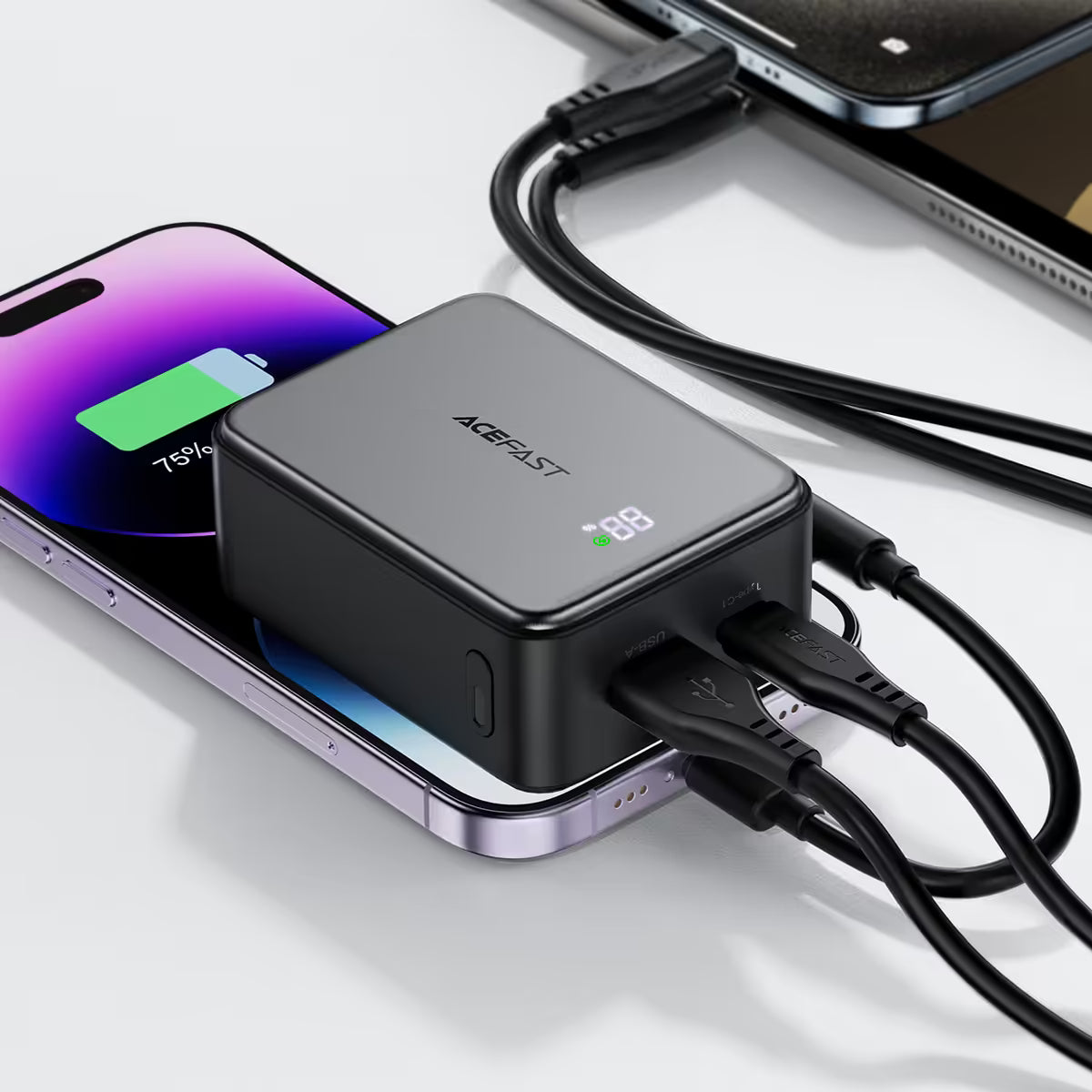 ACEFAST M28 Power Bank 10000mAh – 22.5W Fast Charge | Dual USB-C | USB-A | LED Display | 7-Layer Safety | Air Travel Safe