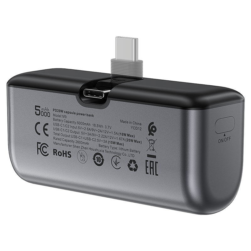 ACEFAST M9 Power Bank 5000mAh 20W – Foldable USB-C Plug, Dual Port, Fast Charging