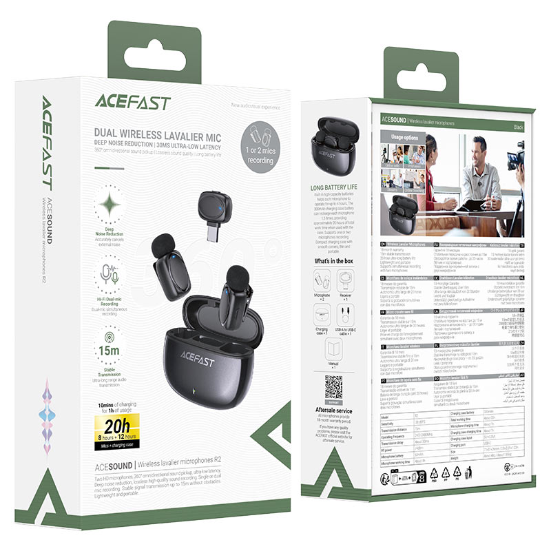 Acefast R2 Wireless Lavalier Microphone – Clear Audio