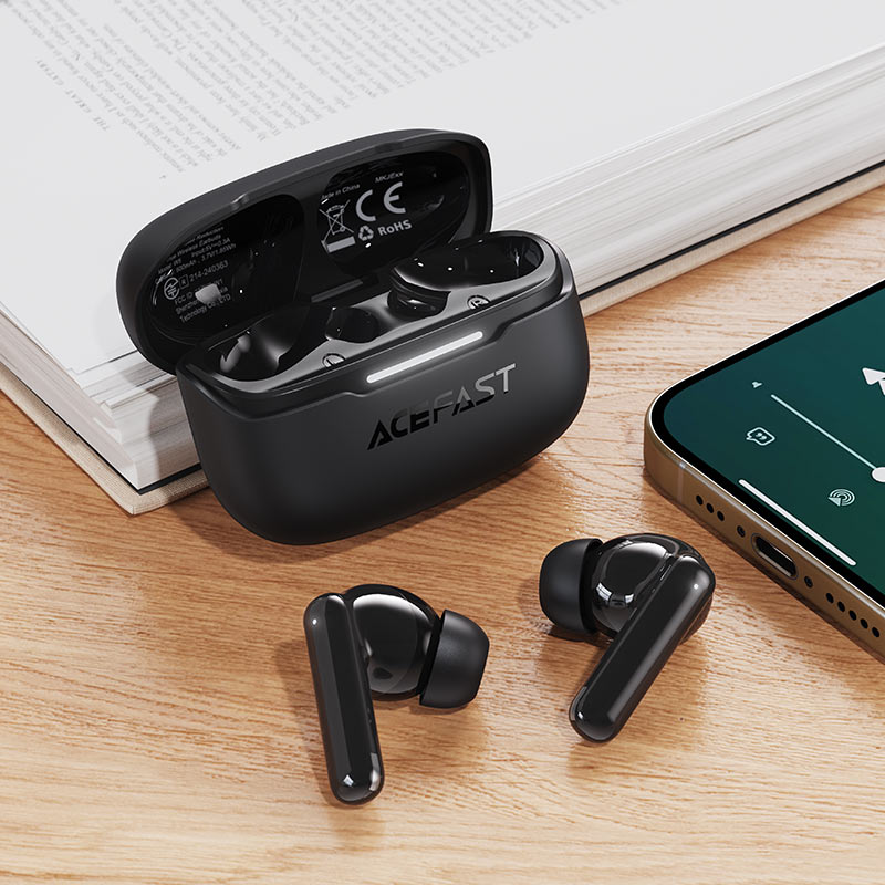 ACEFAST W5 Hybrid ANC TWS Earbuds – 6-Mic ANC | Bluetooth 5.4 | 30H Battery | Low Latency | IPX4 | Fast Charging