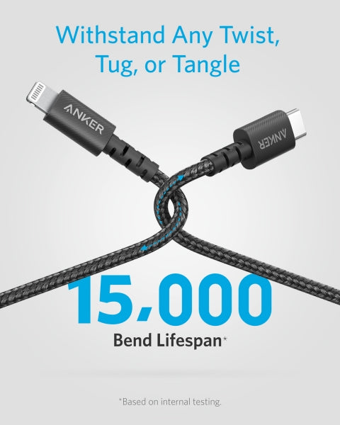 Anker PowerLine Select & USB-C Cable with Lightning connector 6ft - Black