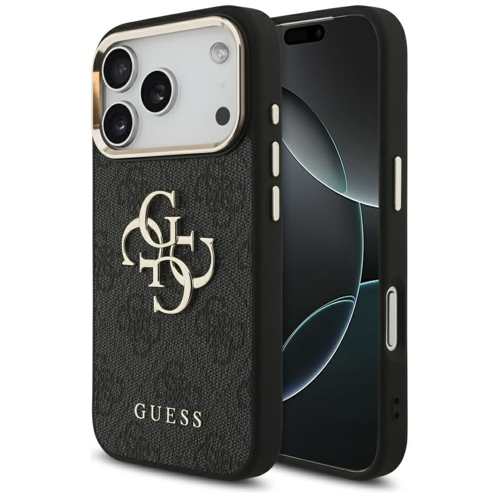 GUESS MagSafe 4G PU Leather Case for iPhone 17 Pro- Black