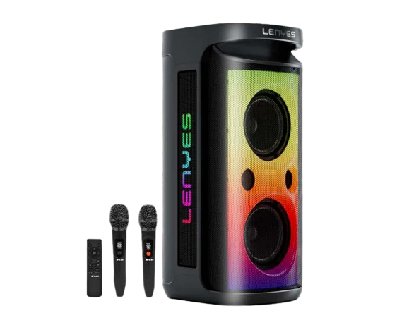 LENYES S883 Bluetooth Party Speaker – Deep Bass, Wireless Mic & RGB