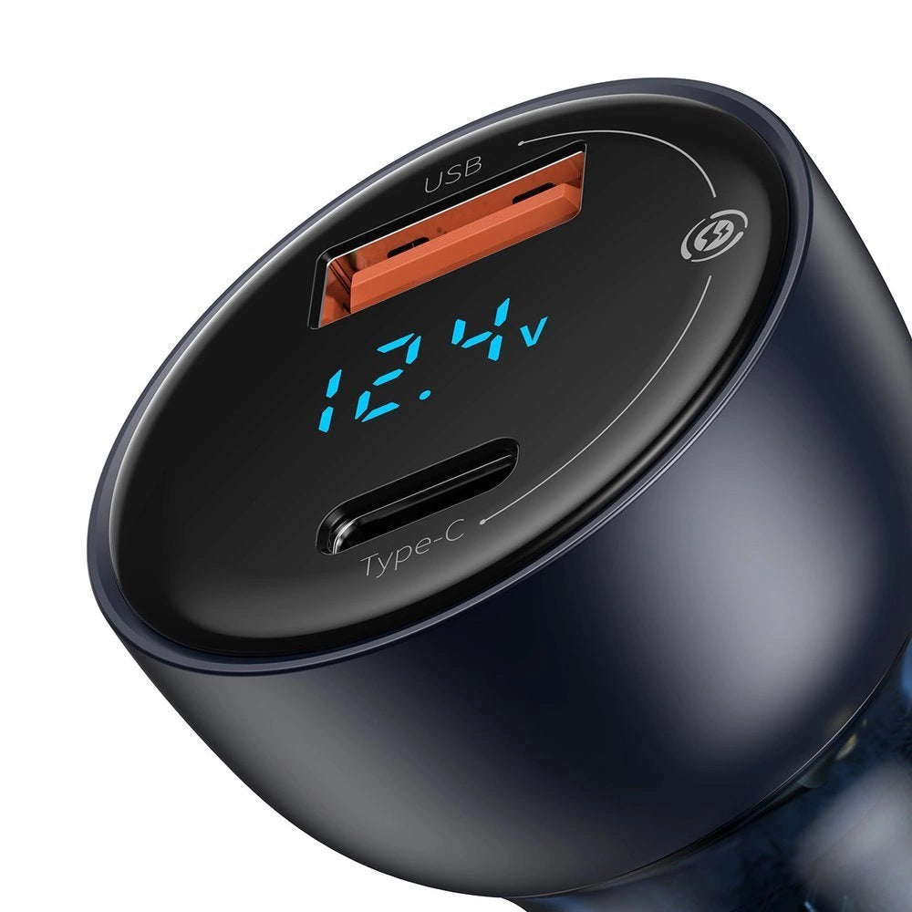Baseus 65W Car Charger USB/Type C with LCD Screen and Type C Cable