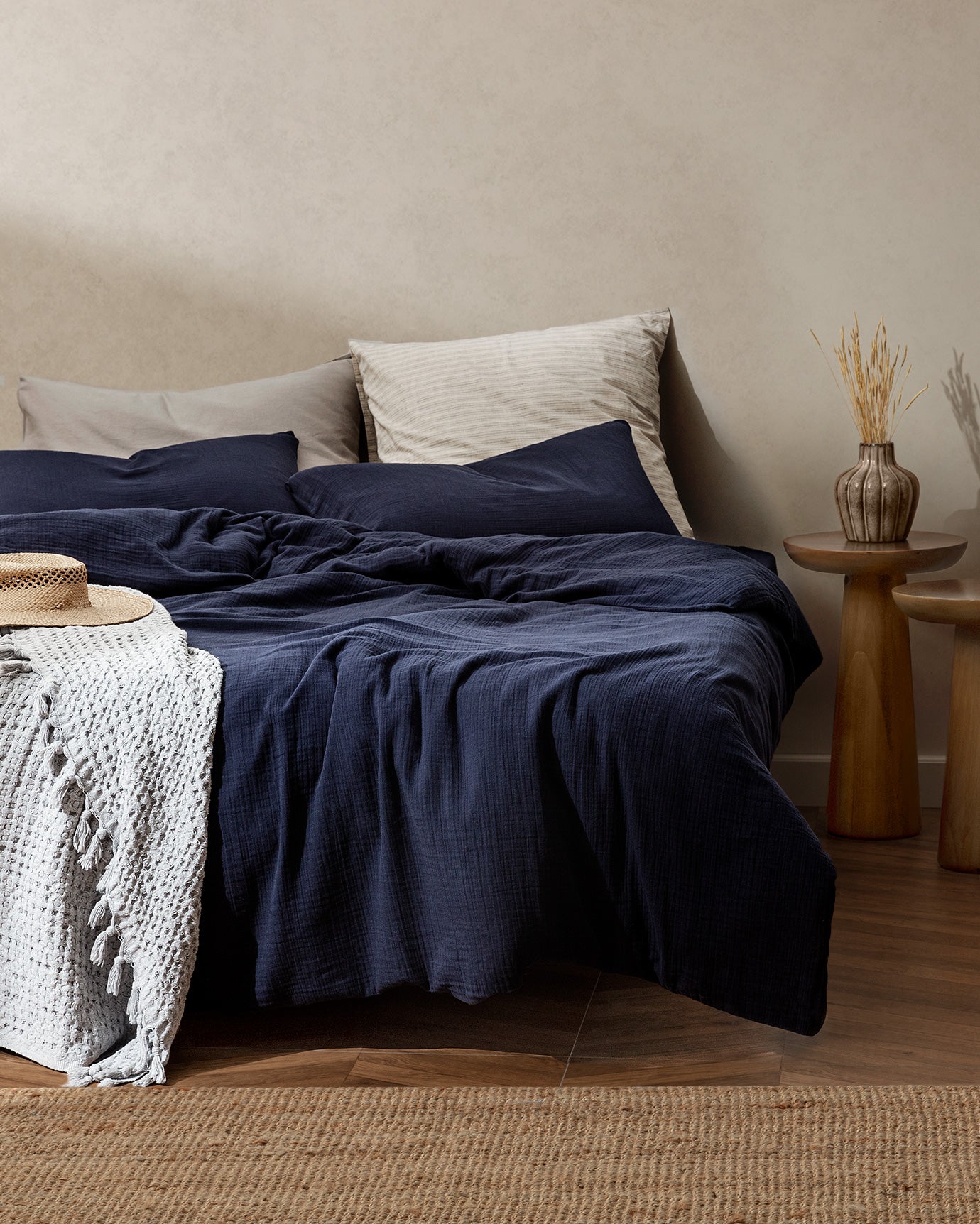 Marla  Muslin Superking Size Duvet Cover Set - Fitted - Madame Coco JO