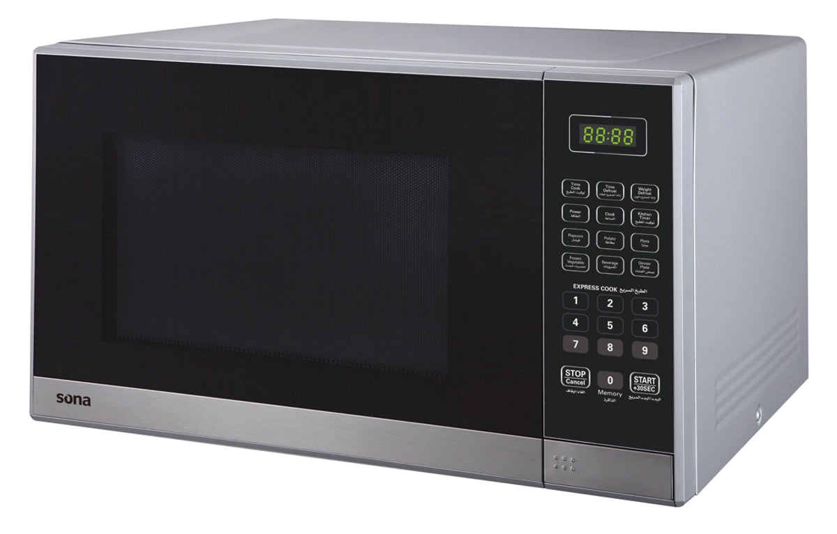Sona 34L Microwave Oven Silver with 6 Auto Cooking Menus